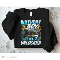 Birthday Boy Level 7 Unlocked Video Game Birthday Party Sweatshirt thumb 2