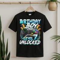 Birthday Boy Level 7 Unlocked Video Game Birthday Party T-Shirt thumb 2