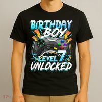 Birthday Boy Level 7 Unlocked Video Game Birthday Party T-Shirt thumb 3