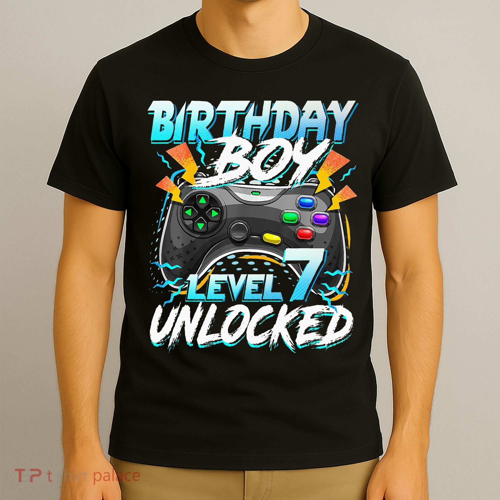 Birthday Boy Level 7 Unlocked Video Game Birthday Party T-Shirt