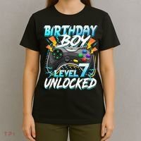 Birthday Boy Level 7 Unlocked Video Game Birthday Party T-Shirt thumb 4