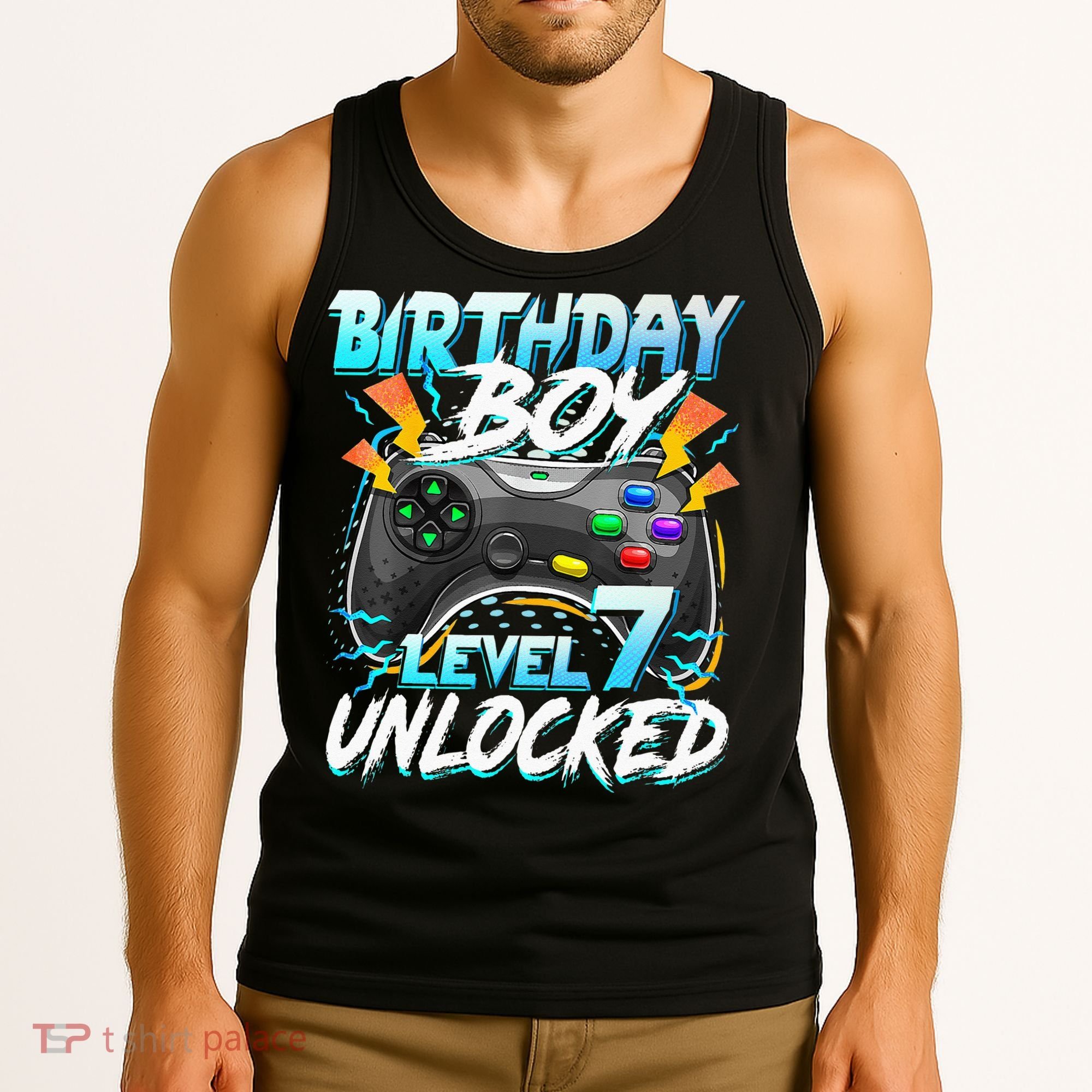 Birthday Boy Level 7 Unlocked Video Game Birthday Party Tank Top