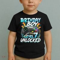 Birthday Boy Level 7 Unlocked Video Game Birthday Party Toddler T-Shirt thumb 2