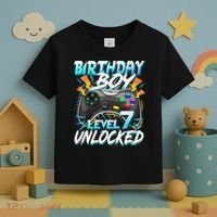 Birthday Boy Level 7 Unlocked Video Game Birthday Party Toddler T-Shirt thumb 3