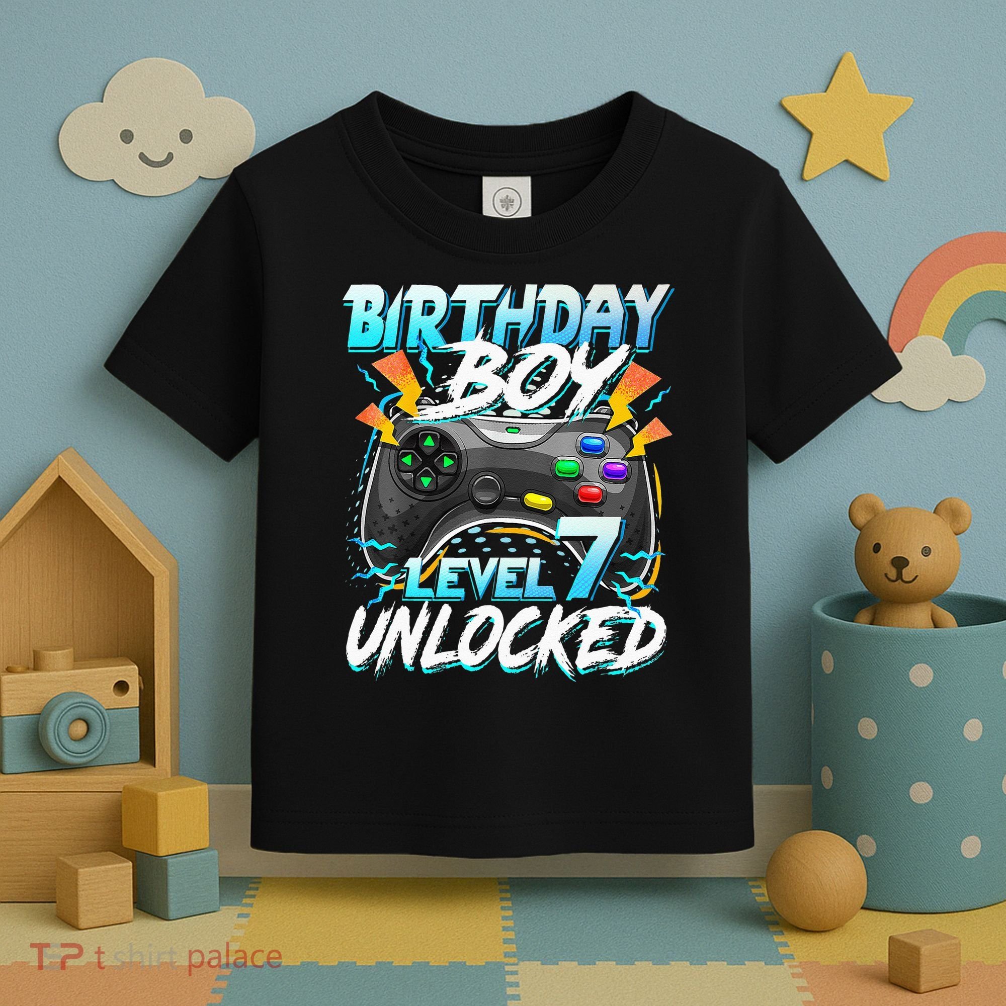 Birthday Boy Level 7 Unlocked Video Game Birthday Party Toddler T-Shirt