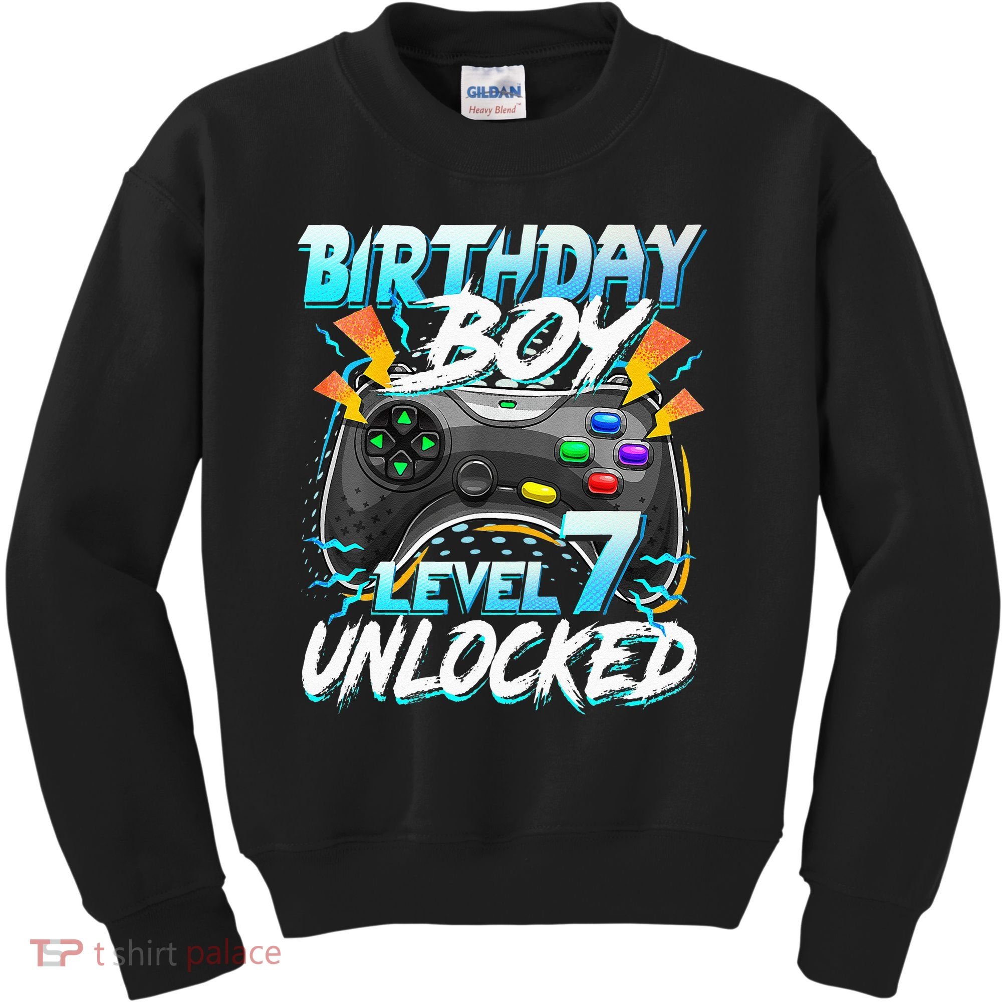 Birthday Boy Level 7 Unlocked Video Game Birthday Party Kids Sweatshirt
