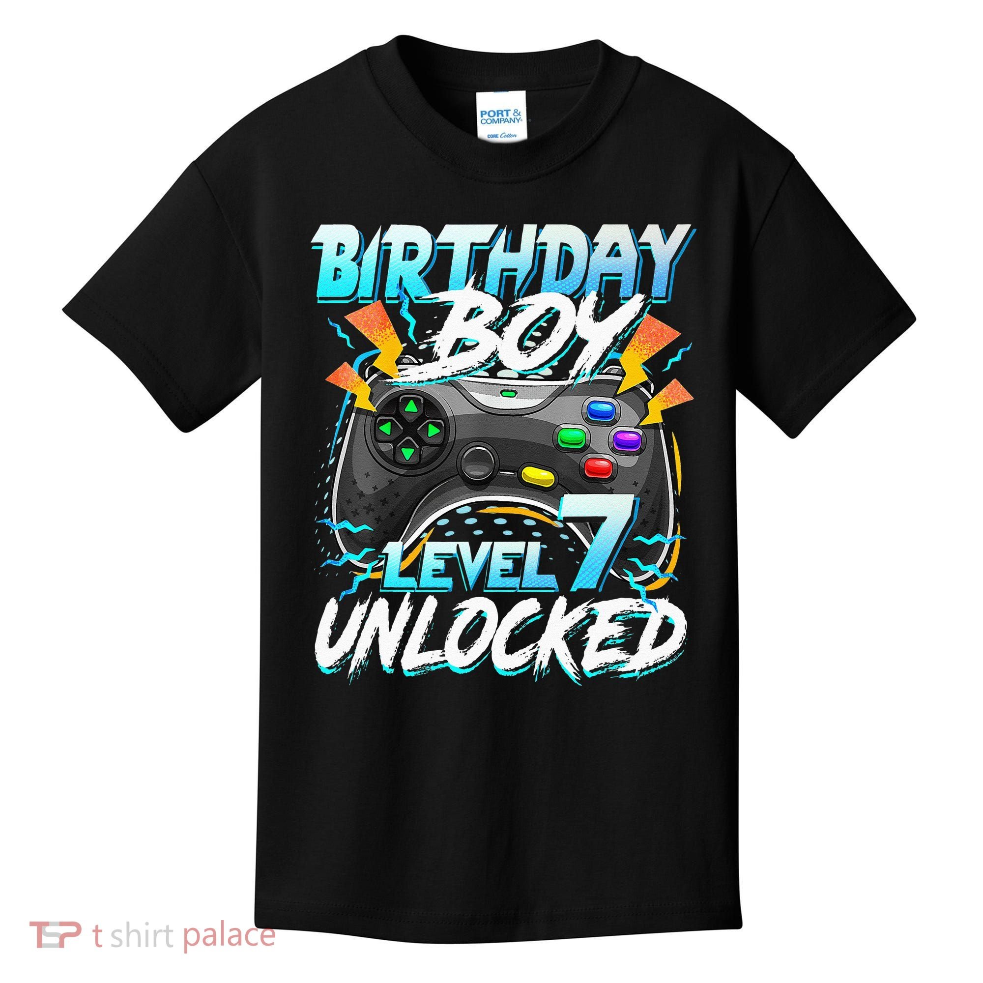 Birthday Boy Level 7 Unlocked Video Game Birthday Party Kids T-Shirt