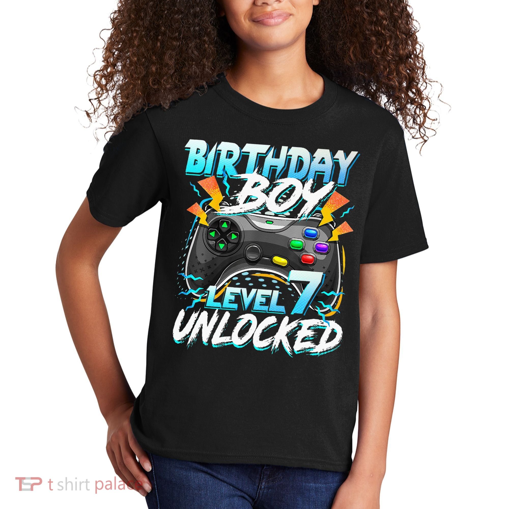 Birthday Boy Level 7 Unlocked Video Game Birthday Party Kids T-Shirt