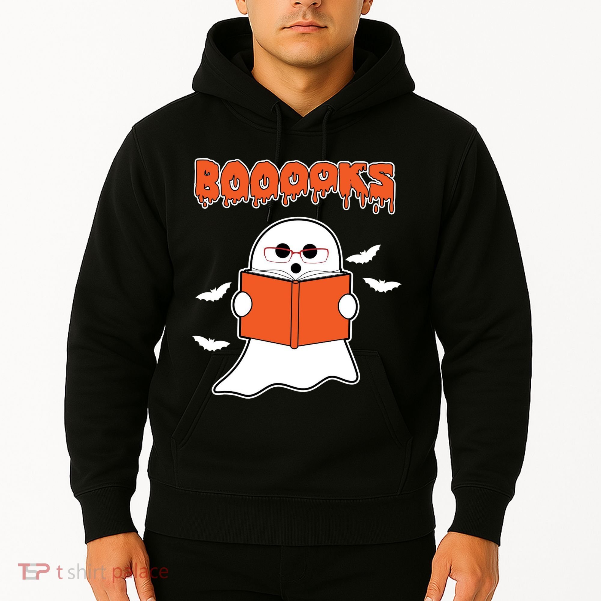 Booooks Book Lover Halloween Ghost Boo Hoodie