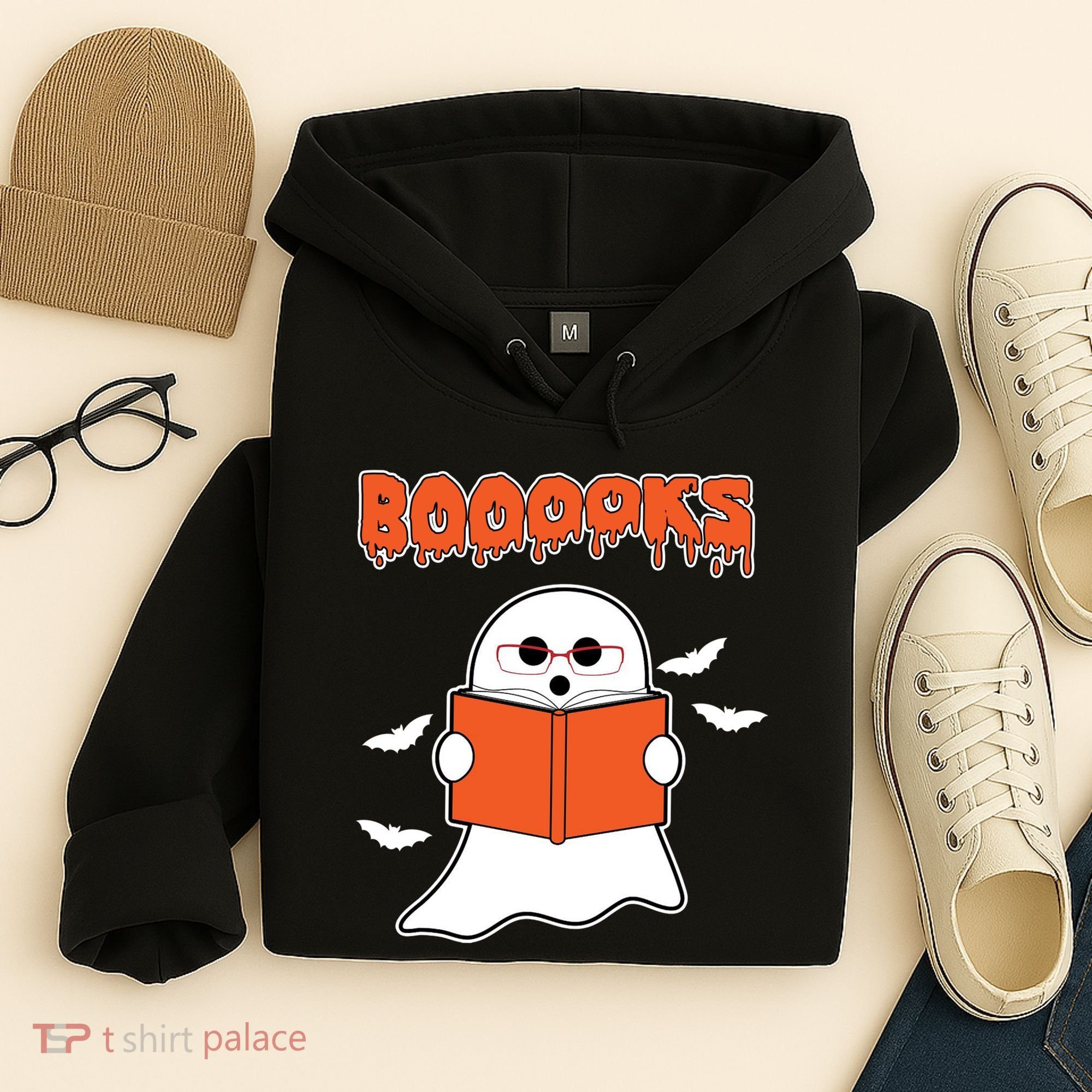 Booooks Book Lover Halloween Ghost Boo Hoodie