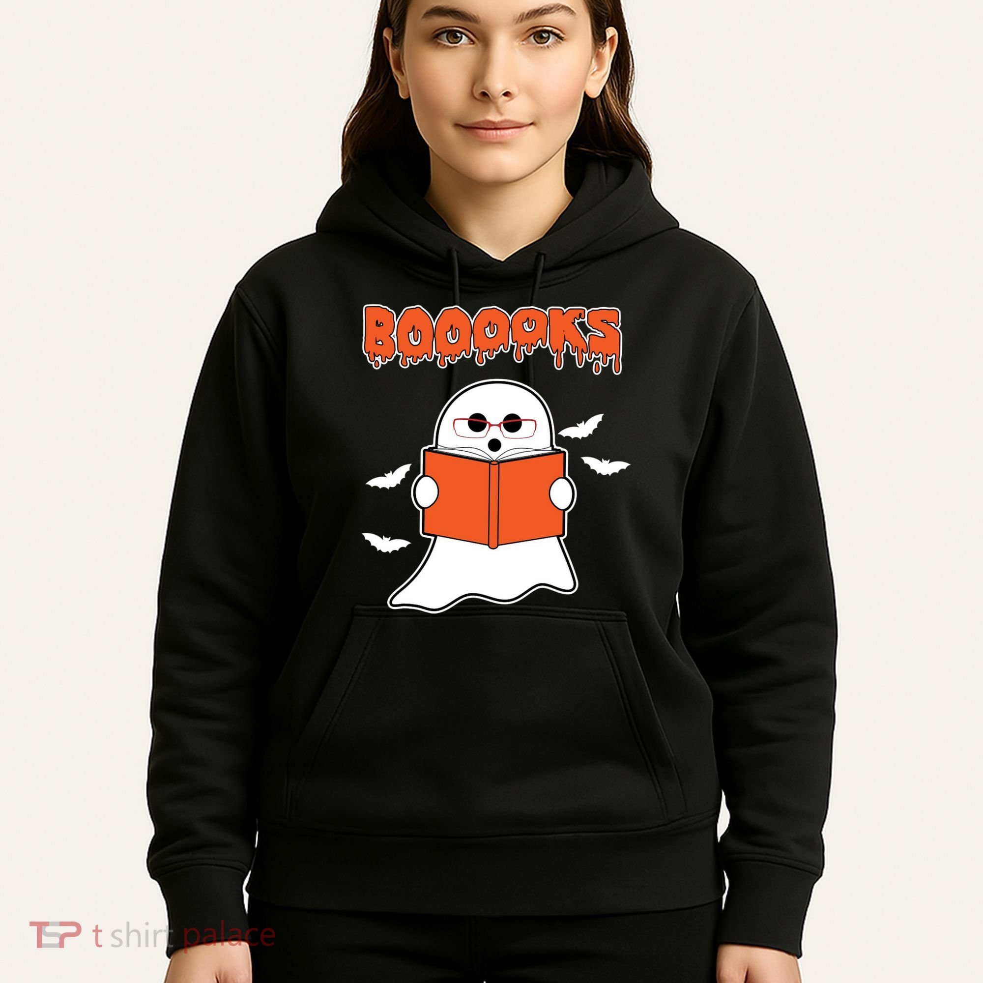 Booooks Book Lover Halloween Ghost Boo Hoodie