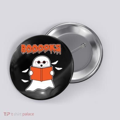 Booooks Book Lover Halloween Ghost Boo Button