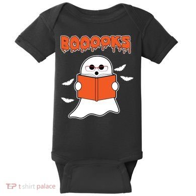 Booooks Book Lover Halloween Ghost Boo Baby Bodysuit