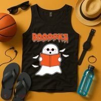 Booooks Book Lover Halloween Ghost Boo Tank Top thumb 4