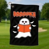 Booooks Book Lover Halloween Ghost Boo Golf Towel thumb 1