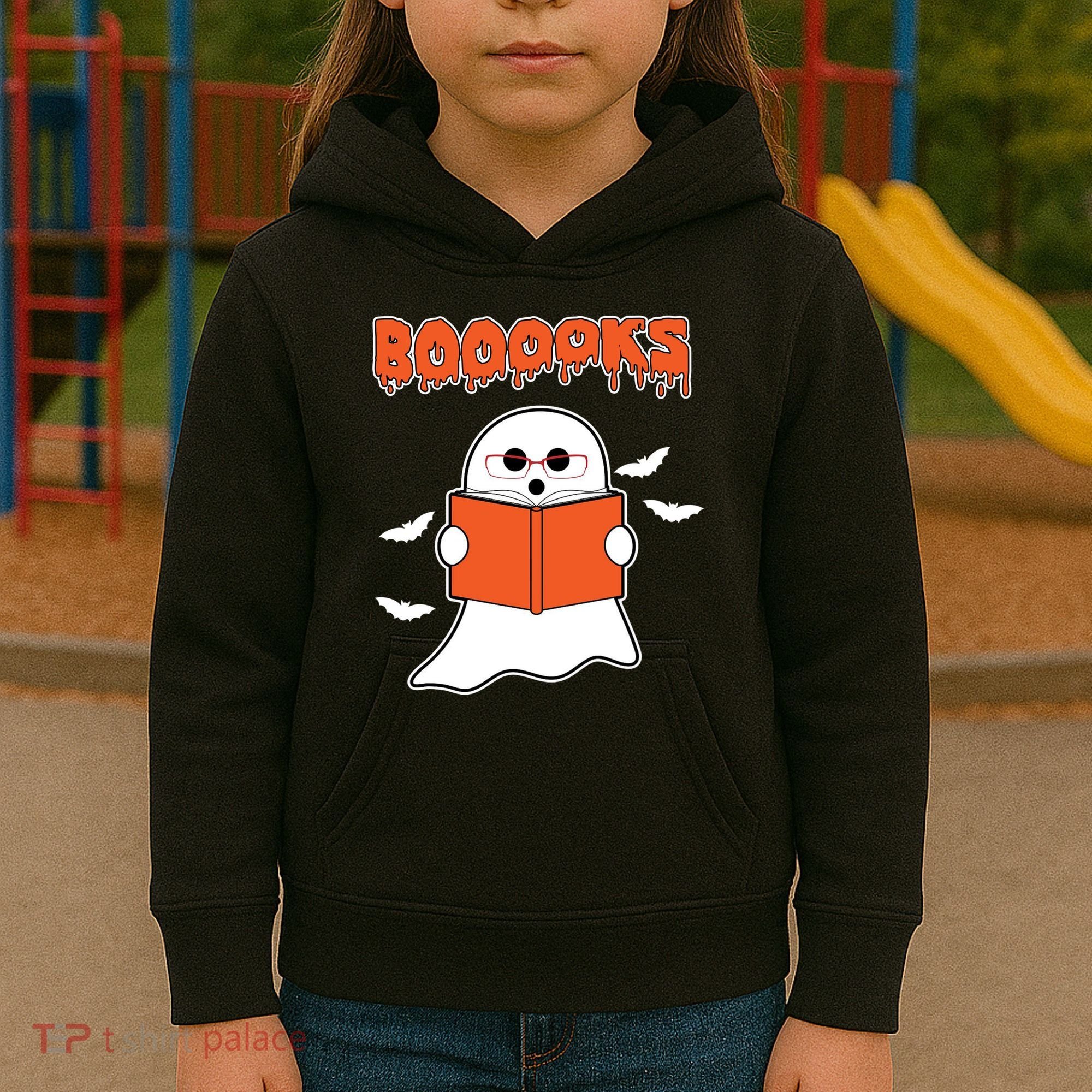 Booooks Book Lover Halloween Ghost Boo Kids Hoodie