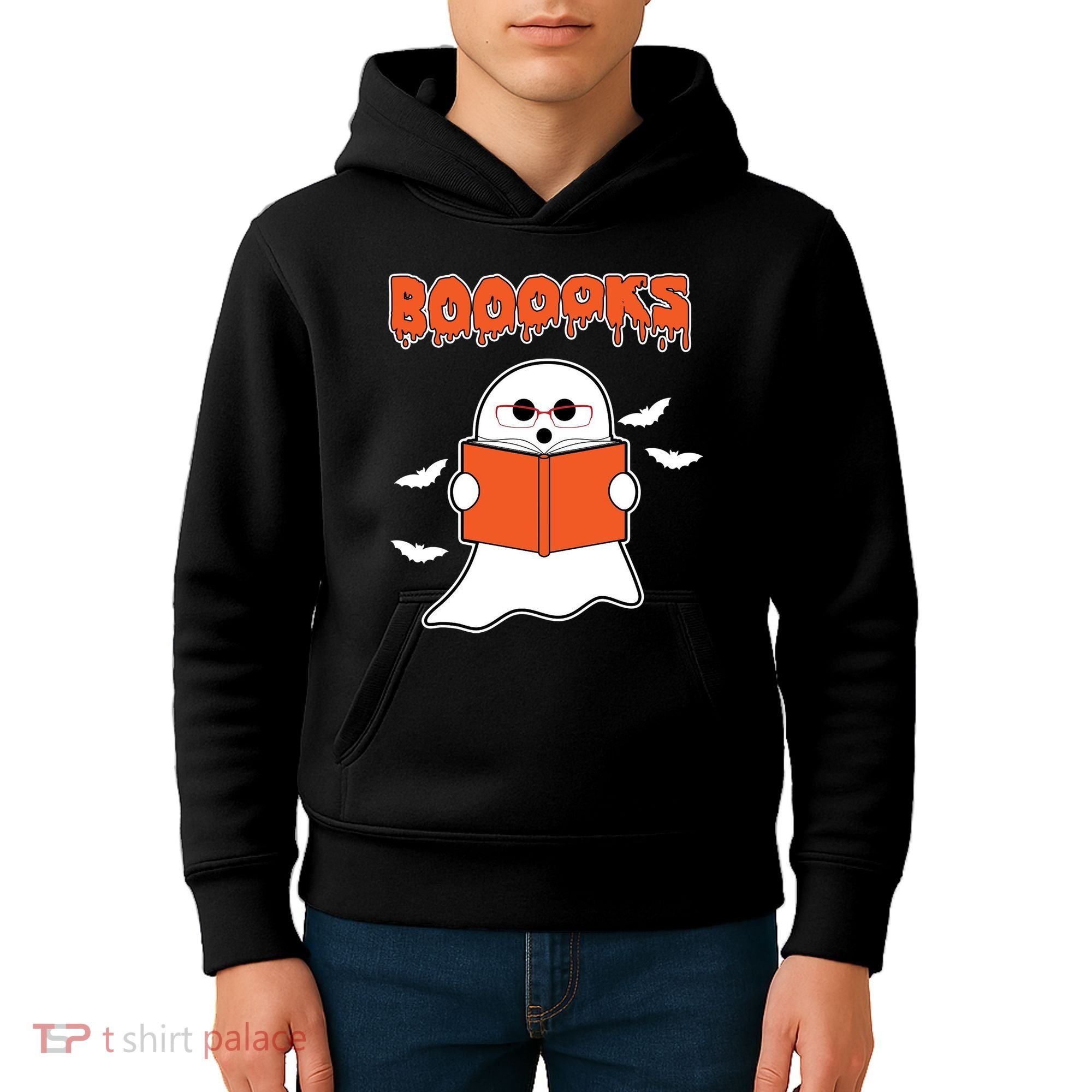 Booooks Book Lover Halloween Ghost Boo Kids Hoodie
