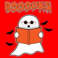 Booooks Book Lover Halloween Ghost Boo Santa Hat thumb 1