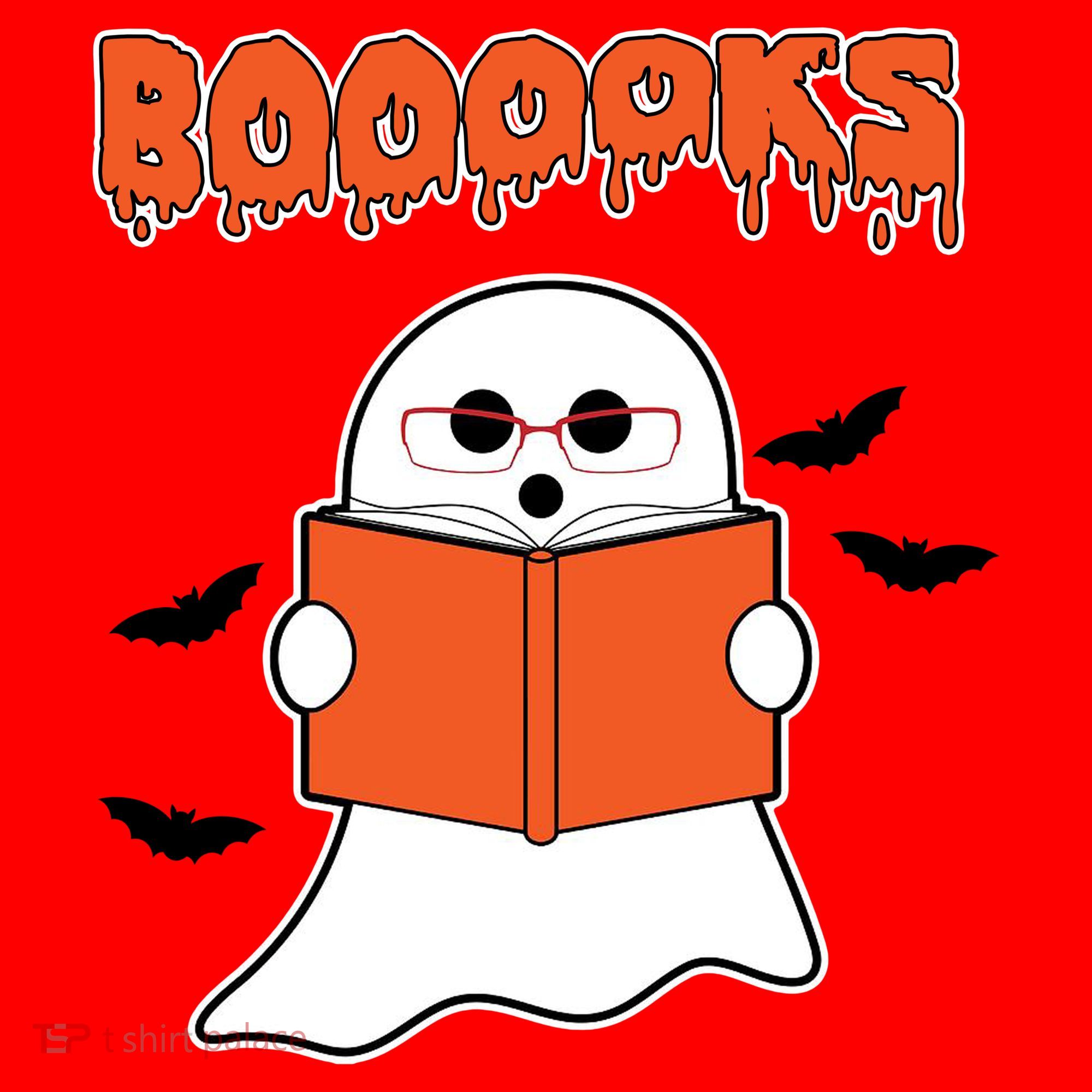 Booooks Book Lover Halloween Ghost Boo Santa Hat