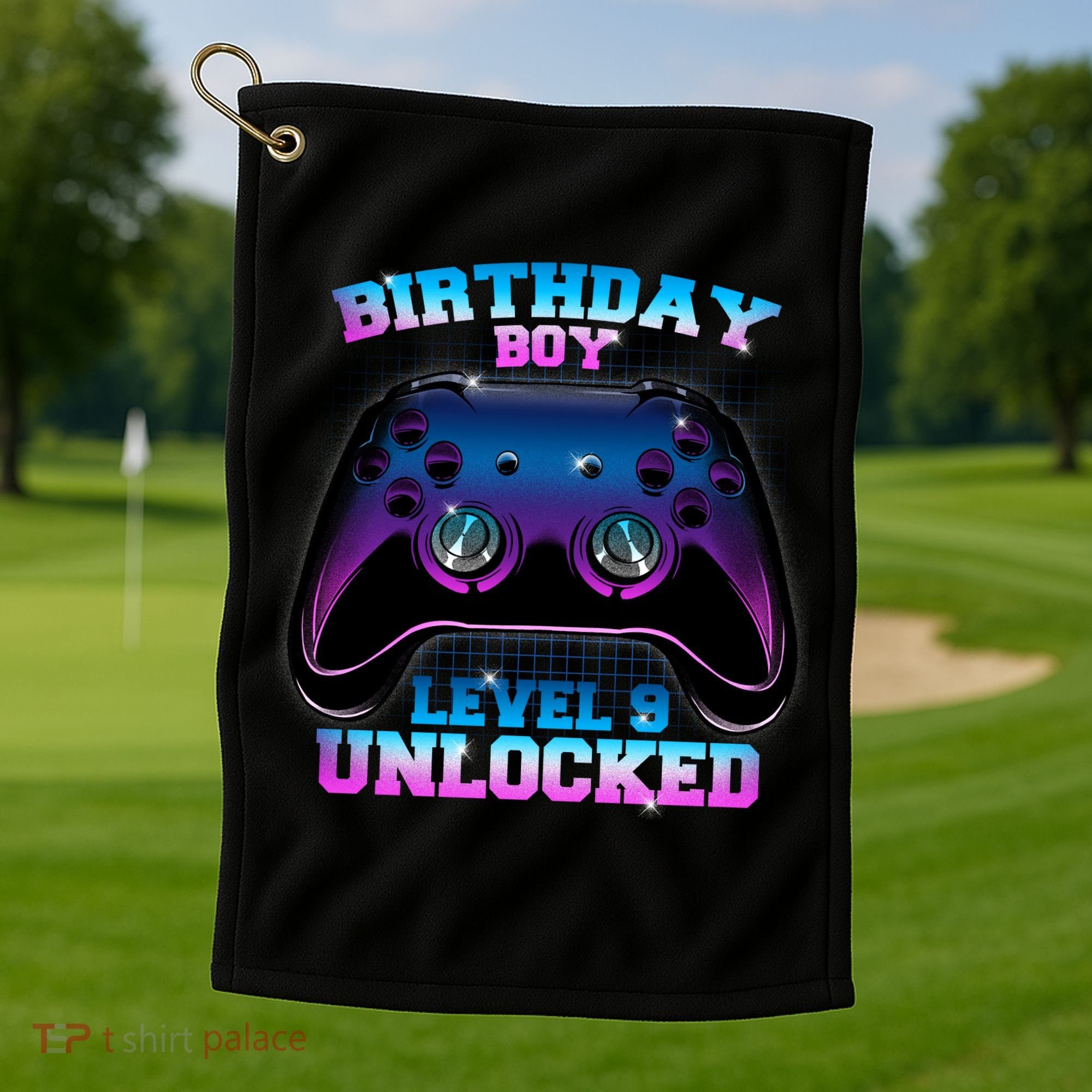 Birthday Boy Level 9 Unlocked Birthday Gift Golf Towel