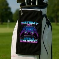 Birthday Boy Level 9 Unlocked Birthday Gift Golf Towel thumb 2