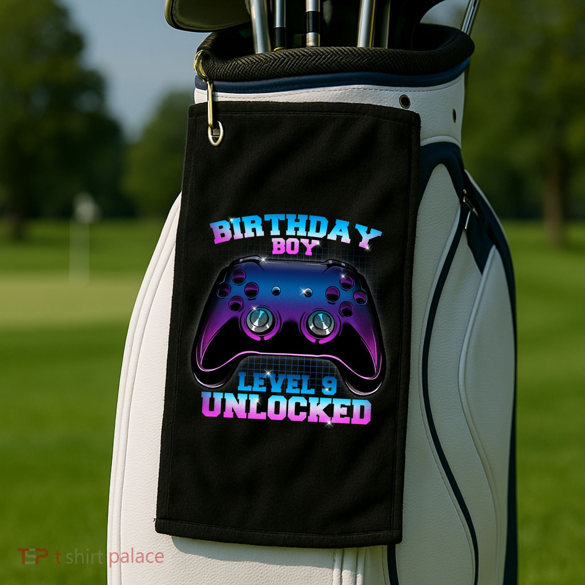 Birthday Boy Level 9 Unlocked Birthday Gift Golf Towel
