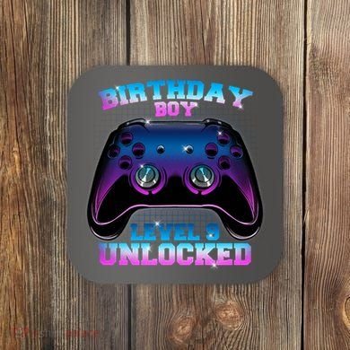 Birthday Boy Level 9 Unlocked Birthday Gift Coaster