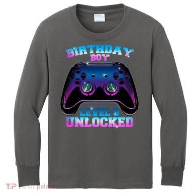 Birthday Boy Level 9 Unlocked Birthday Gift Kids Long Sleeve Shirt