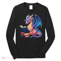 Bookworm Book Lover Women Dragon Reading Long Sleeve Shirt thumb 0