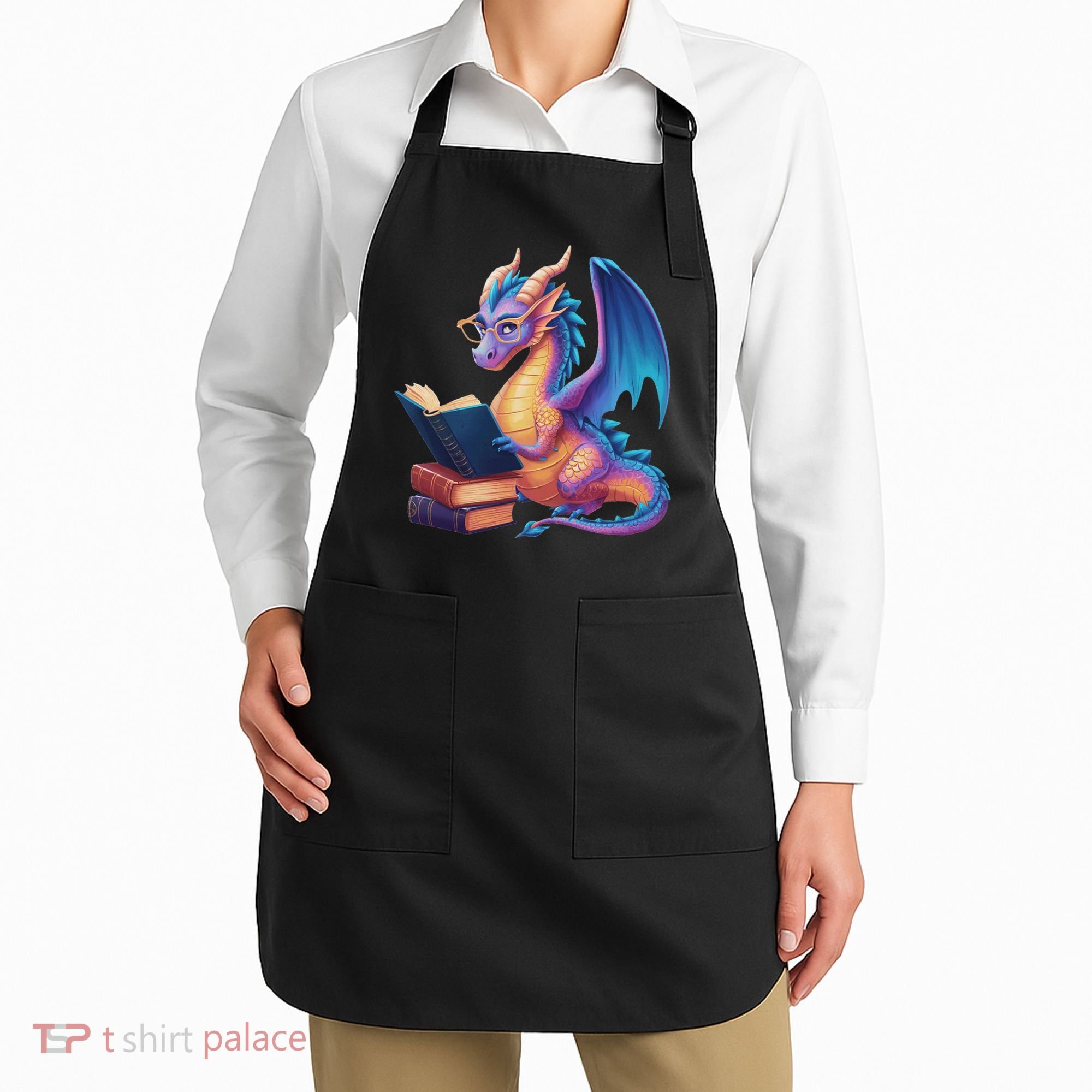 Bookworm Book Lover Women Dragon Reading Apron