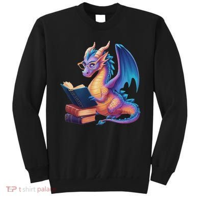 Bookworm Book Lover Women Dragon Reading Sweatshirt