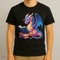 Bookworm Book Lover Women Dragon Reading T-Shirt thumb 3