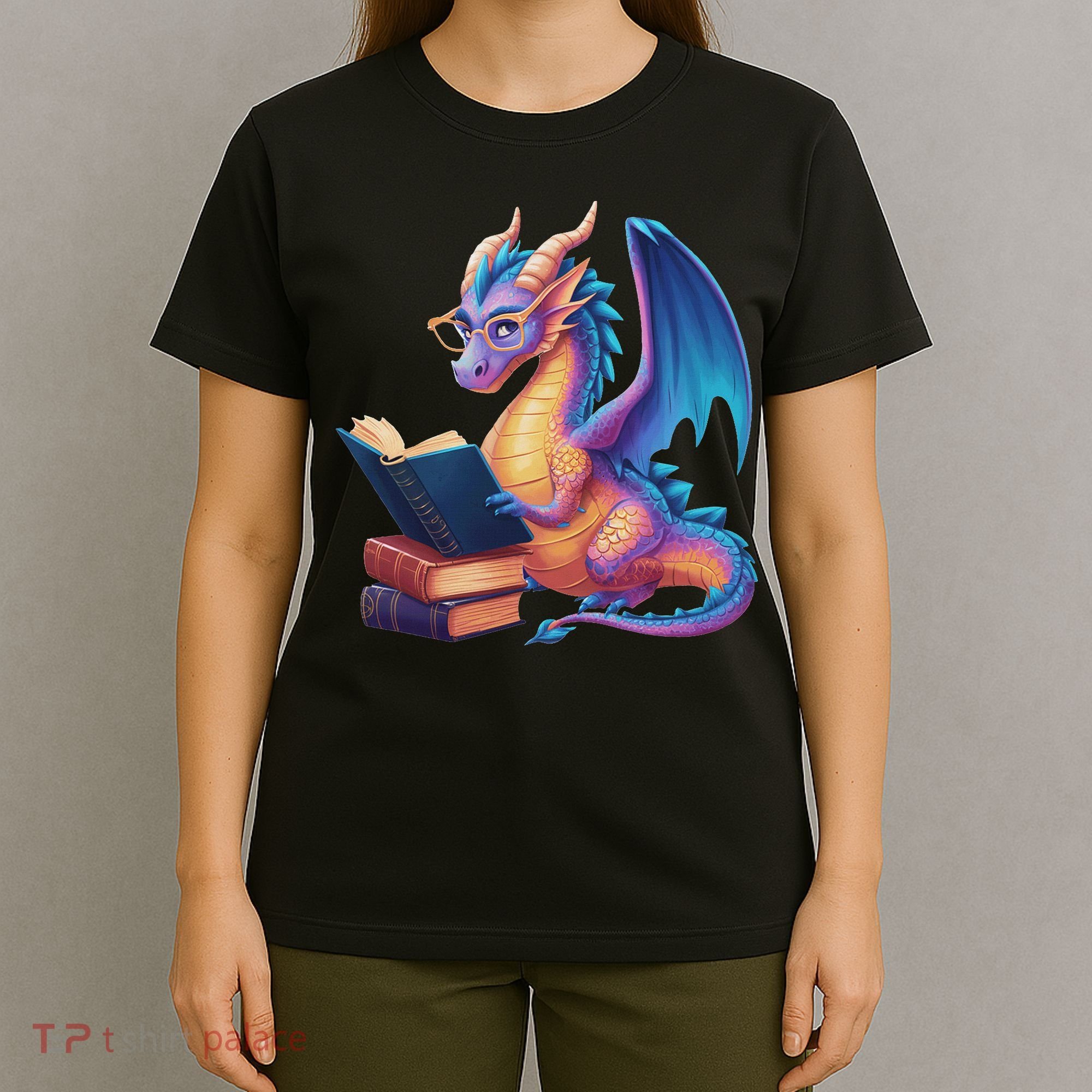 Bookworm Book Lover Women Dragon Reading T-Shirt