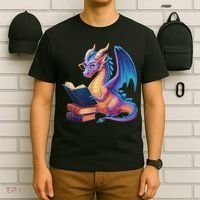 Bookworm Book Lover Women Dragon Reading T-Shirt thumb 6