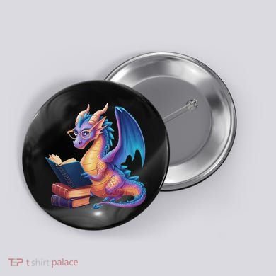 Bookworm Book Lover Women Dragon Reading Button