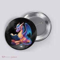 Bookworm Book Lover Women Dragon Reading Button thumb 0