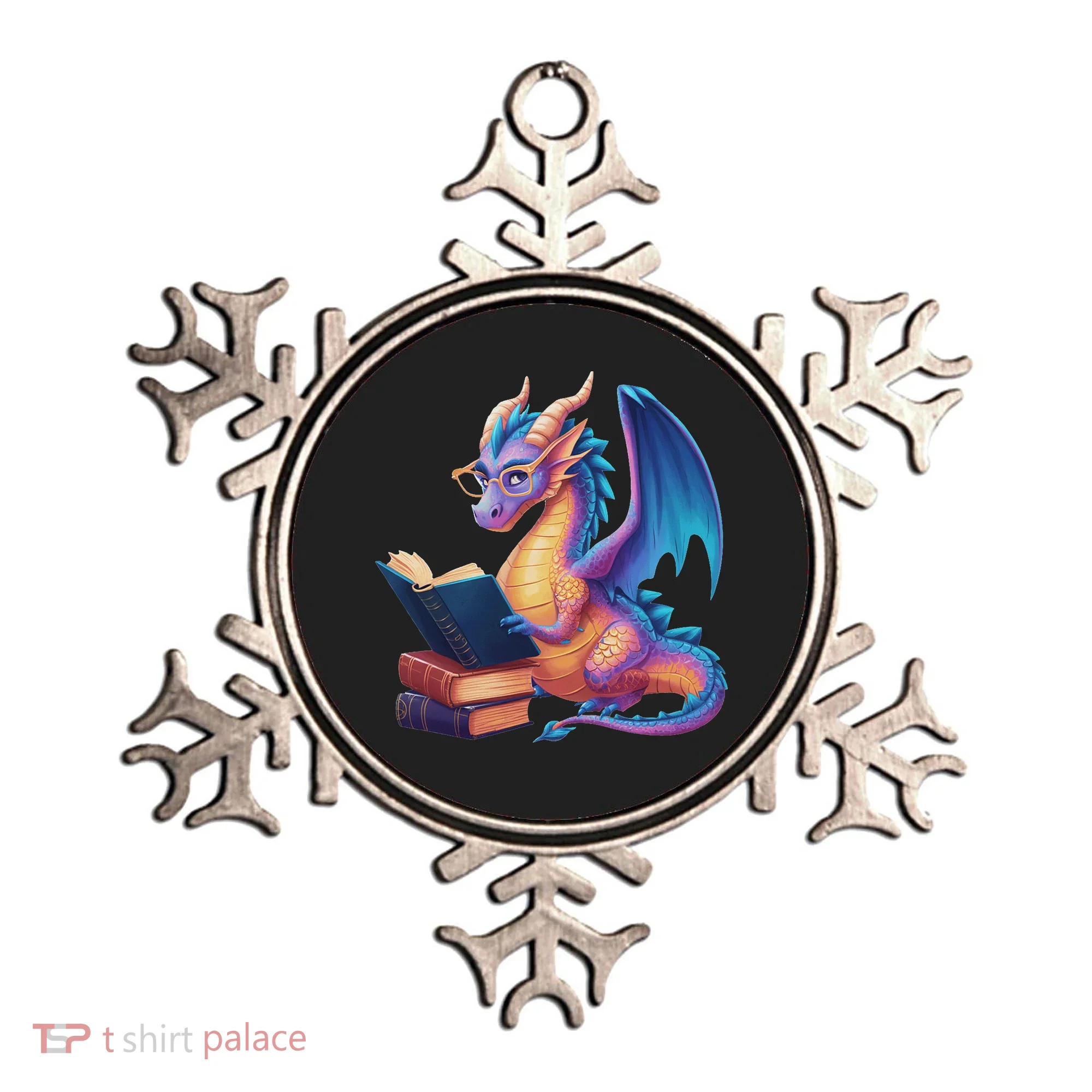 Bookworm Book Lover Women Dragon Reading Ornament