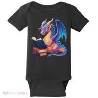 Bookworm Book Lover Women Dragon Reading Baby Bodysuit thumb 0