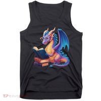 Bookworm Book Lover Women Dragon Reading Tank Top thumb 0