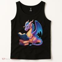 Bookworm Book Lover Women Dragon Reading Tank Top thumb 2