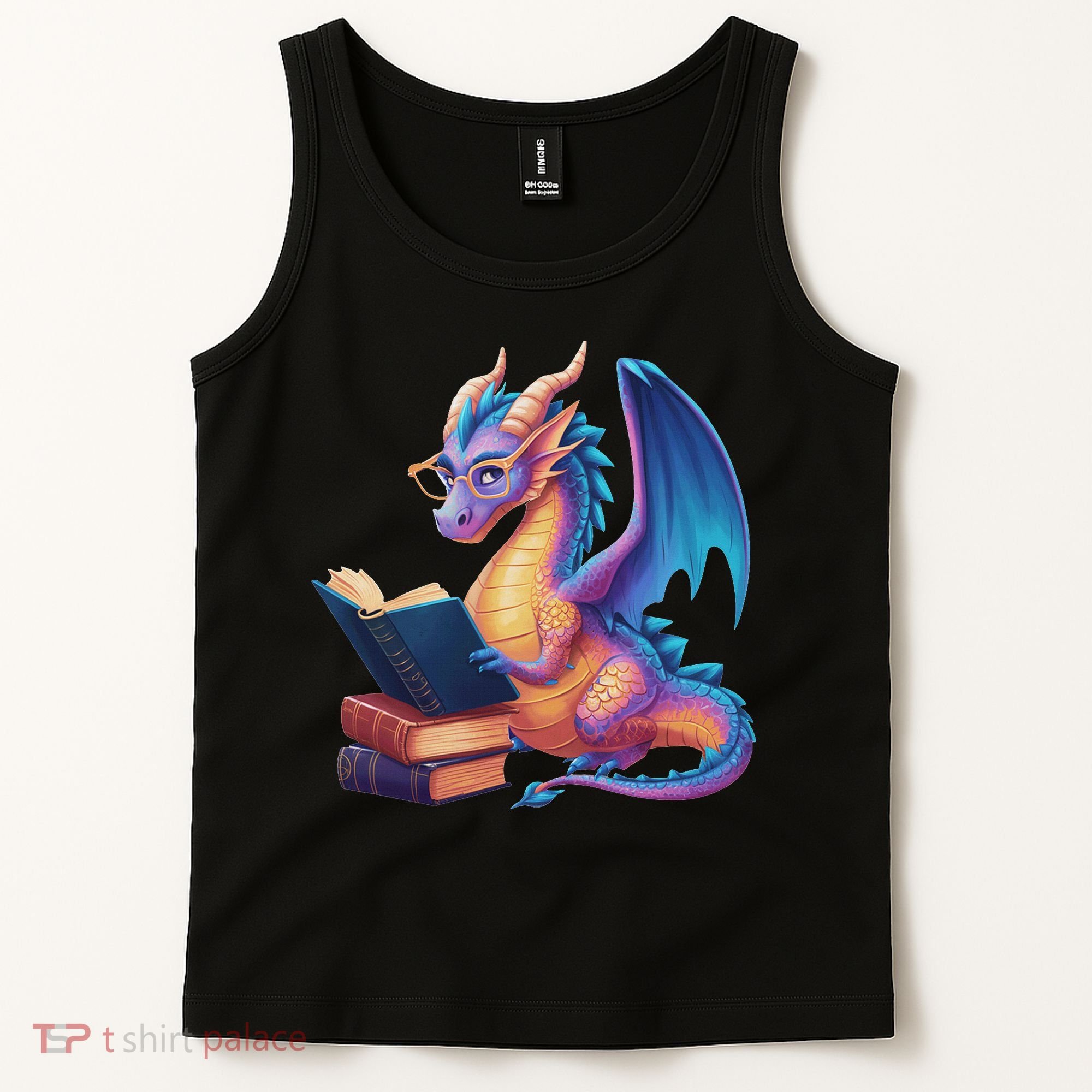 Bookworm Book Lover Women Dragon Reading Tank Top