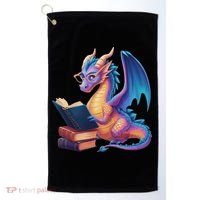 Bookworm Book Lover Women Dragon Reading Golf Towel thumb 0