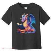 Bookworm Book Lover Women Dragon Reading Toddler T-Shirt thumb 0