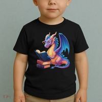 Bookworm Book Lover Women Dragon Reading Toddler T-Shirt thumb 2
