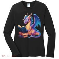 Bookworm Book Lover Women Dragon Reading Women's Long Sleeve Shirt thumb 0