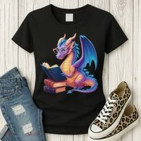 Bookworm Book Lover Women Dragon Reading Women's T-Shirt thumb 3
