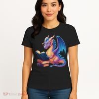 Bookworm Book Lover Women Dragon Reading Women's T-Shirt thumb 4