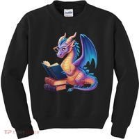 Bookworm Book Lover Women Dragon Reading Kids Sweatshirt thumb 0
