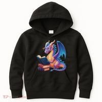 Bookworm Book Lover Women Dragon Reading Kids Hoodie thumb 0