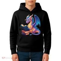 Bookworm Book Lover Women Dragon Reading Kids Hoodie thumb 4